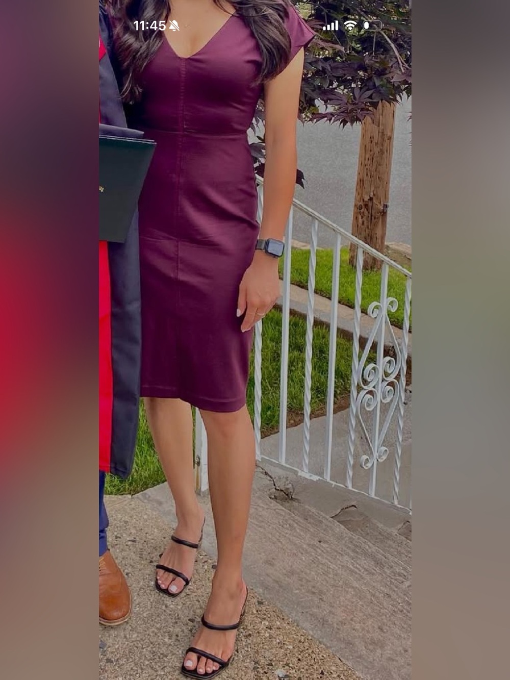 Express Plum V-Neck Midi Dress